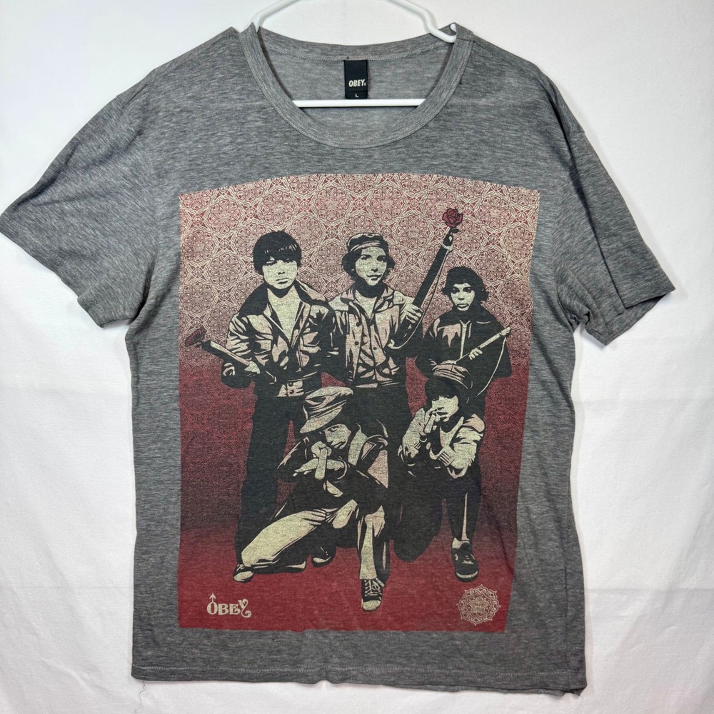 Obey Graphic Print T-Shirt Crew Neck Short Sleeve Casual Mens‎ Sz Large